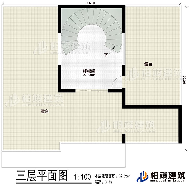 楼顶：楼梯间、2露台